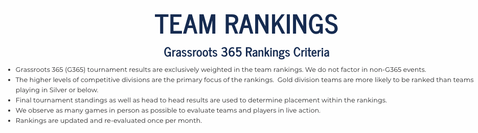 January Rankings - Grassroots 365